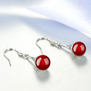 Fashion Nature Stone Round Ball Bead Women Drop Dangle Hook Earrings Jewelry