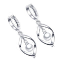 Vintage Twisted Leaf Vines White Imitation Pearl Drop Dangle Earrings Silver