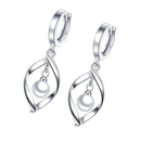Vintage Twisted Leaf Vines White Imitation Pearl Drop Dangle Earrings Silver