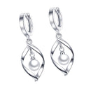Vintage Twisted Leaf Vines White Imitation Pearl Drop Dangle Earrings Silver
