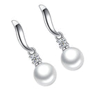 1 Pair Crystal Silver Plated Pearl Dangle Earrings Bridal Ear Studs Jewelry