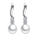 1 Pair Crystal Silver Plated Pearl Dangle Earrings Bridal Ear Studs Jewelry