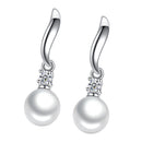 1 Pair Crystal Silver Plated Pearl Dangle Earrings Bridal Ear Studs Jewelry