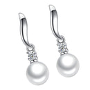 1 Pair Crystal Silver Plated Pearl Dangle Earrings Bridal Ear Studs Jewelry
