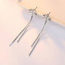 Crystal Rhinestone Snowflake Ear Stud Long Tassel Dangle Earring for Women