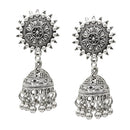 Handmade Pearl Floral Carving Tibetan Tribe Bell Tassel Dangle Earrings Stud