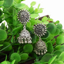 Handmade Pearl Floral Carving Tibetan Tribe Bell Tassel Dangle Earrings Stud