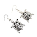 Antique Silver Cute Animal Turtle Drop Dangle Hook Earrings Women's Jewelry