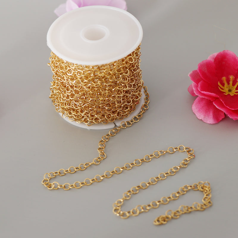 1 Roll Stainless Steel Cable Chain Necklace For Men Women DIY Crafting Gold