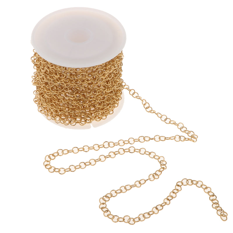 1 Roll Stainless Steel Cable Chain Necklace For Men Women DIY Crafting Gold