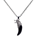 Black Resin Wolf Tooth Shape Pendant Necklace Stainless Steel Chain Biker Mens Fashion