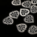 20 Pieces Antique Silver Filigree Heart Charms Pendants For Bracelet DIY
