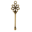 10pcs Vintage Bronze Charms Key Flower Pendant Craft DIY Necklace 64x20mm