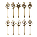 10pcs Vintage Bronze Charms Key Flower Pendant Craft DIY Necklace 64x20mm