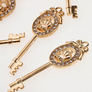 5 Pieces Crystal Gold Key Charms Pendants Jewelry Making Findings 57x17mm