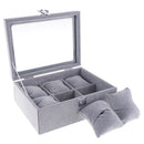 Bracelet Watch Organizer Velvet Jewelry Tray Showcase with Clear Viewing Lid