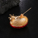 Elegant Enamel Red Pomegranate Brooch Women Breastpin Badge Wedding Party Jewellery