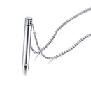 Rhinestone Round Bar Pendant Necklace Openable Cremation Jewelry For Ashes