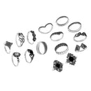 Vintage Antique Silver Sunflower Yoga Wave Religious Joint Knuckle Rings