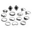 Vintage Antique Silver Sunflower Yoga Wave Religious Joint Knuckle Rings