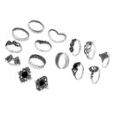 Vintage Antique Silver Sunflower Yoga Wave Religious Joint Knuckle Rings