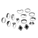 Vintage Antique Silver Sunflower Yoga Wave Religious Joint Knuckle Rings