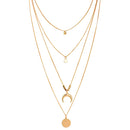 Bohemian Multilayer Coin Moon Pendant Choker Necklace Summer Beach Jewelry