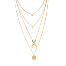 Bohemian Multilayer Coin Moon Pendant Choker Necklace Summer Beach Jewelry