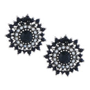 Flower Pave Crystal Stud Earrings for Women Wedding Bridal Pierced Jewelry