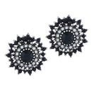 Flower Pave Crystal Stud Earrings for Women Wedding Bridal Pierced Jewelry