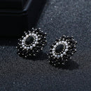Flower Pave Crystal Stud Earrings for Women Wedding Bridal Pierced Jewelry