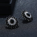 Flower Pave Crystal Stud Earrings for Women Wedding Bridal Pierced Jewelry