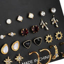 12 Pairs Fashion Rhinestone Crystal Earrings Set Women Ear Stud Jewelry Gift