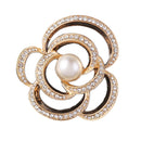 Gold Rhinestone Crystal Pearl Flower Wedding Bridal Bouquet Brooch Pin Gift