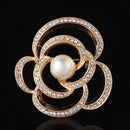 Gold Rhinestone Crystal Pearl Flower Wedding Bridal Bouquet Brooch Pin Gift