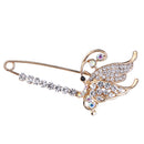 Fashion Women Crystal Butterfly Brooch Safety Pin Jewelry Party Decor Gift
