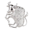 Fashion Animal Brooch Pins Rhinestone Cow Pin Women Jewelry Accessories