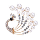 Gorgeous Peacock Bird Brooch Pins Womens Elegant Rhinestone Pearl Brooch