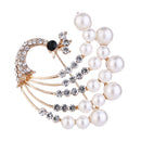 Gorgeous Peacock Bird Brooch Pins Womens Elegant Rhinestone Pearl Brooch