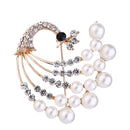 Gorgeous Peacock Bird Brooch Pins Womens Elegant Rhinestone Pearl Brooch
