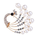Gorgeous Peacock Bird Brooch Pins Womens Elegant Rhinestone Pearl Brooch
