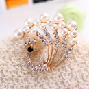 Gorgeous Peacock Bird Brooch Pins Womens Elegant Rhinestone Pearl Brooch