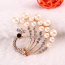 Gorgeous Peacock Bird Brooch Pins Womens Elegant Rhinestone Pearl Brooch