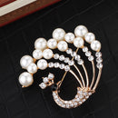 Gorgeous Peacock Bird Brooch Pins Womens Elegant Rhinestone Pearl Brooch