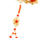 2pcs Chinese Ancient Bridal Hair Accessories Red Beads Tassel Hair Pins Gold