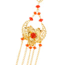 2pcs Chinese Ancient Bridal Hair Accessories Red Beads Tassel Hair Pins Gold