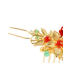 2pcs Metal Leaf Flower Hair Pin Gold Tone Hair Stick For Women Wedding party