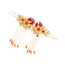 2pcs Metal Leaf Flower Hair Pin Gold Tone Hair Stick For Women Wedding party