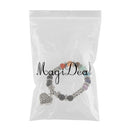 Vintage Antique Silver Heart Charm Bracelet Round Gemstone Beads Bangle