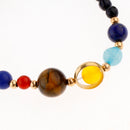 Women Multicolor Round Natural Stone Beads Bracelets Elastic Solar System Bracelet